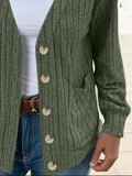 Full Size Button Up V-Neck Long Sleeve Cardigan - Trendsi - Flyclothing LLC