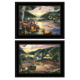Set Of Two Lakefront Camping 2 Black Framed Print Wall Art - Homeroots - Flyclothing LLC