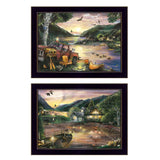 Set Of Two Lakefront Camping 3 Black Framed Print Wall Art - Homeroots - Flyclothing LLC