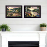 Set Of Two Lakefront Camping 3 Black Framed Print Wall Art - Homeroots - Flyclothing LLC