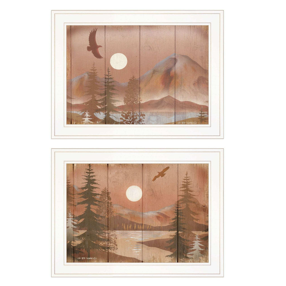 Set Of Two Full Moon I and II 1 White Framed Print Wall Art - Homeroots - Flyclothing LLC