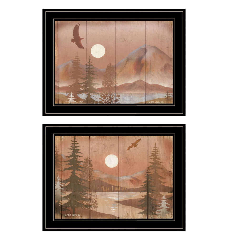 Set Of Two Full Moon I and II 2 Black Framed Print Wall Art - Homeroots - Flyclothing LLC