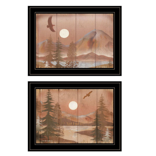 Set Of Two Full Moon I and II 2 Black Framed Print Wall Art - Homeroots - Flyclothing LLC