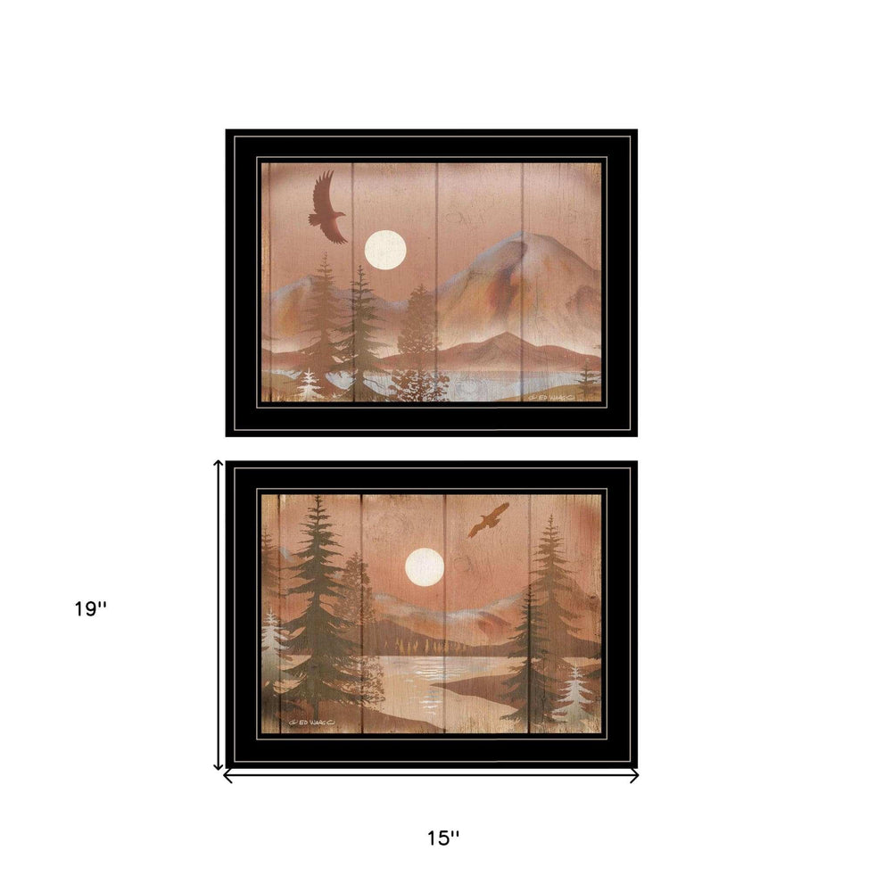 Set Of Two Full Moon I and II 2 Black Framed Print Wall Art - Homeroots - Flyclothing LLC