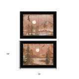 Set Of Two Full Moon I and II 2 Black Framed Print Wall Art - Homeroots - Flyclothing LLC