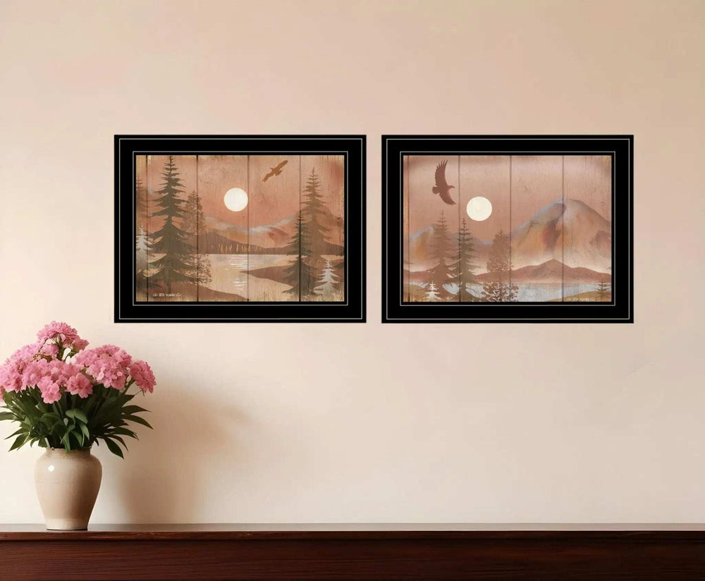 Set Of Two Full Moon I and II 2 Black Framed Print Wall Art - Homeroots - Flyclothing LLC