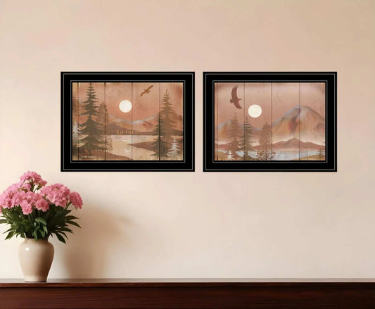 Set Of Two Full Moon I and II 2 Black Framed Print Wall Art - Homeroots - Flyclothing LLC