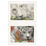 Set Of Two Tiger Lily Dandy Lion 1 White Framed Print Wall Art - Homeroots - Flyclothing LLC