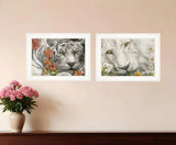 Set Of Two Tiger Lily Dandy Lion 1 White Framed Print Wall Art - Homeroots - Flyclothing LLC
