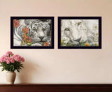 Set Of Two Tiger Lily Dandy Lion 3 Black Framed Print Wall Art - Homeroots - Flyclothing LLC