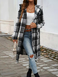 Plaid Long Sleeve Hooded Coat - Trendsi - Flyclothing LLC