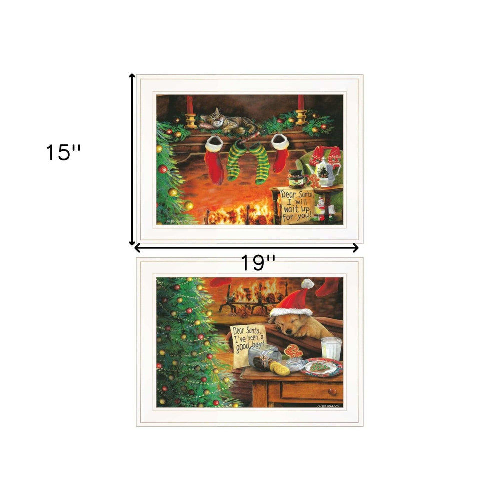 Set Of Two Ive Been A Good Boy 1 White Framed Print Wall Art - Homeroots - Flyclothing LLC