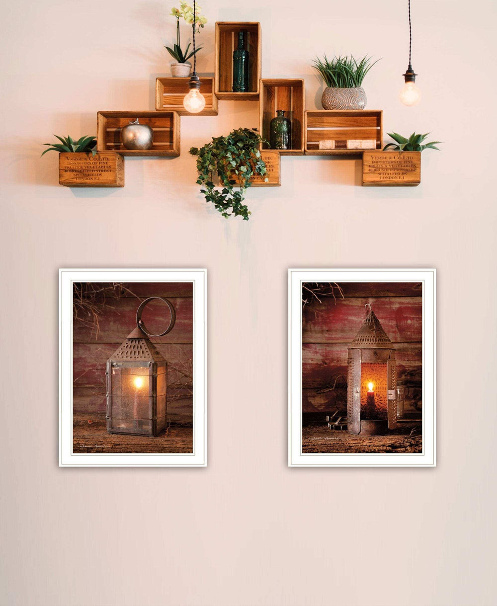 Set Of Two Innkeepers Lantern 1 White Framed Print Wall Art - Homeroots - Flyclothing LLC