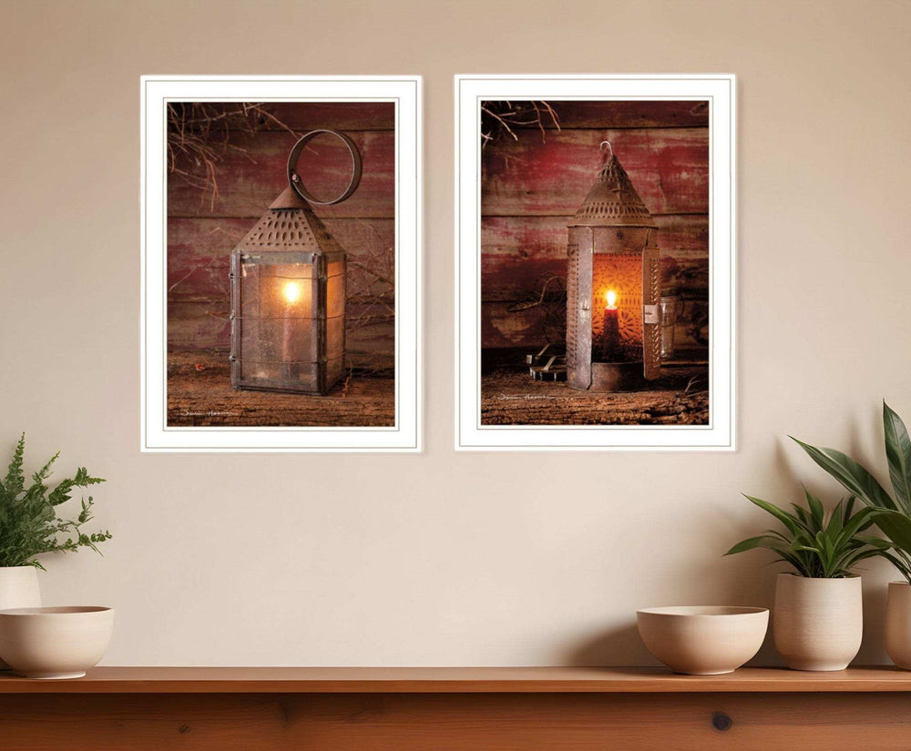Set Of Two Innkeepers Lantern 1 White Framed Print Wall Art - Homeroots - Flyclothing LLC