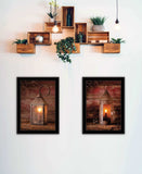 Set Of Two Innkeepers Lantern 2 Black Framed Print Wall Art - Homeroots - Flyclothing LLC