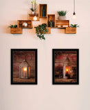 Set Of Two Innkeepers Lantern 3 Black Framed Print Wall Art - Homeroots - Flyclothing LLC