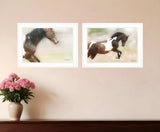 Set Of Two Wild Horses White Framed Print Wall Art - Homeroots - Flyclothing LLC