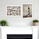 Set Of Two Cape Hatteras Lighthouse and Sea Shells 3 White Framed Print Wall Art - Homeroots - Flyclothing LLC