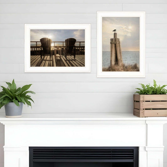 Set Of Two By The Sea White Framed Print Wall Art - Homeroots - Flyclothing LLC