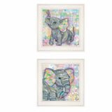 Set Of Two Elephant I and II 1 White Framed Print Wall Art - Homeroots - Flyclothing LLC