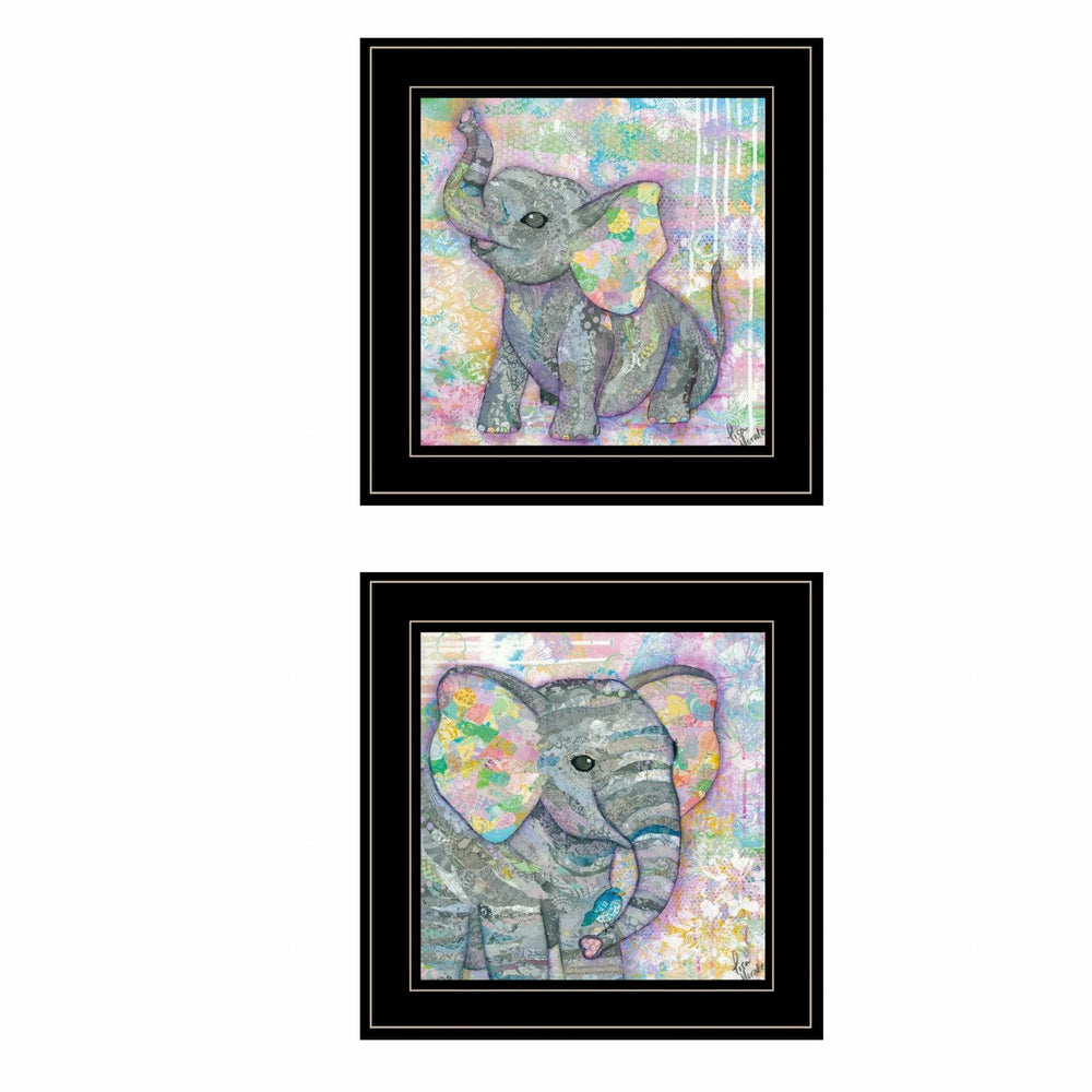 Set Of Two Elephant I and II 2 Black Framed Print Wall Art - Homeroots - Flyclothing LLC