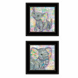 Set Of Two Elephant I and II 2 Black Framed Print Wall Art - Homeroots - Flyclothing LLC