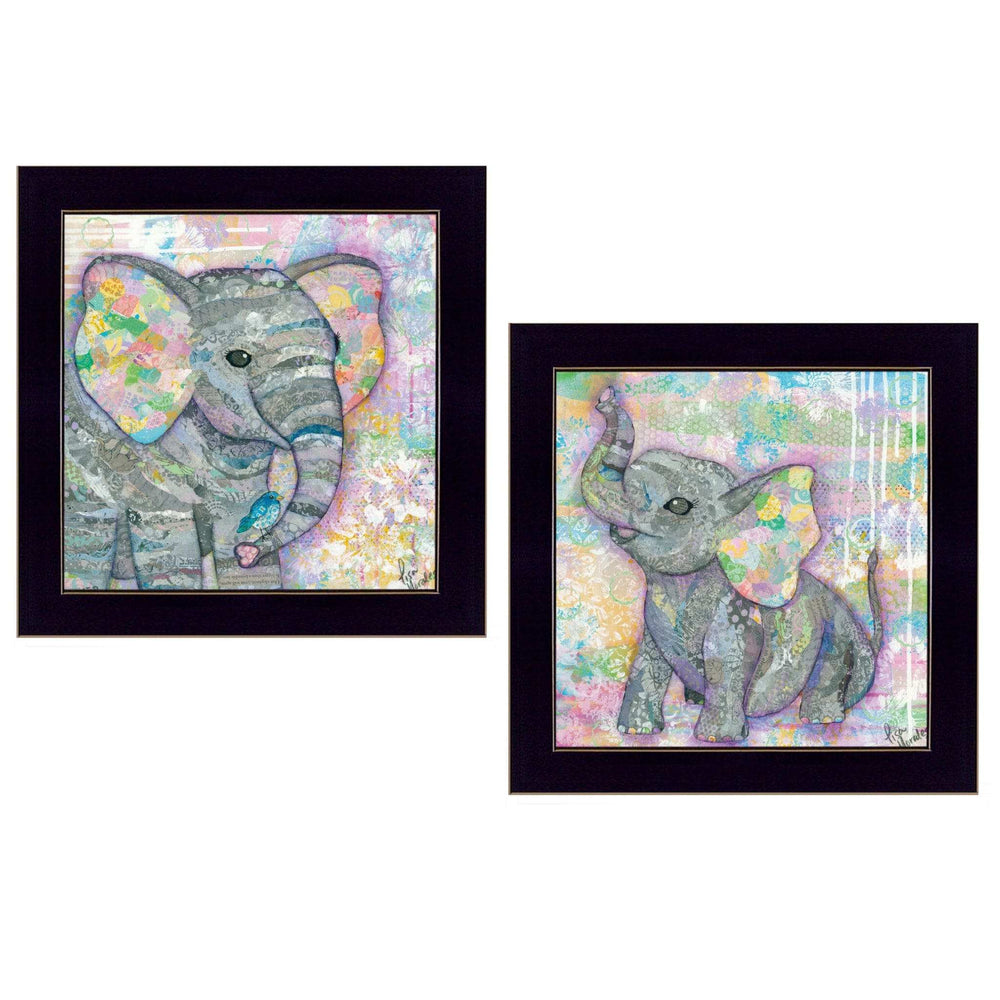 Set Of Two Elephant I and II 3 Black Framed Print Wall Art - Homeroots - Flyclothing LLC