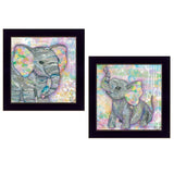 Set Of Two Elephant I and II 3 Black Framed Print Wall Art - Homeroots - Flyclothing LLC