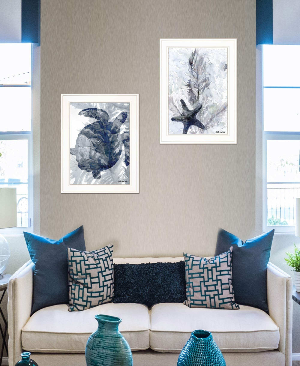 Set Of Two Ocean 1 White Framed Print Wall Art - Homeroots - Flyclothing LLC