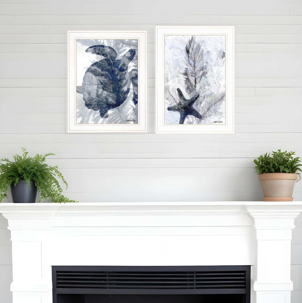 Set Of Two Ocean 1 White Framed Print Wall Art - Homeroots - Flyclothing LLC