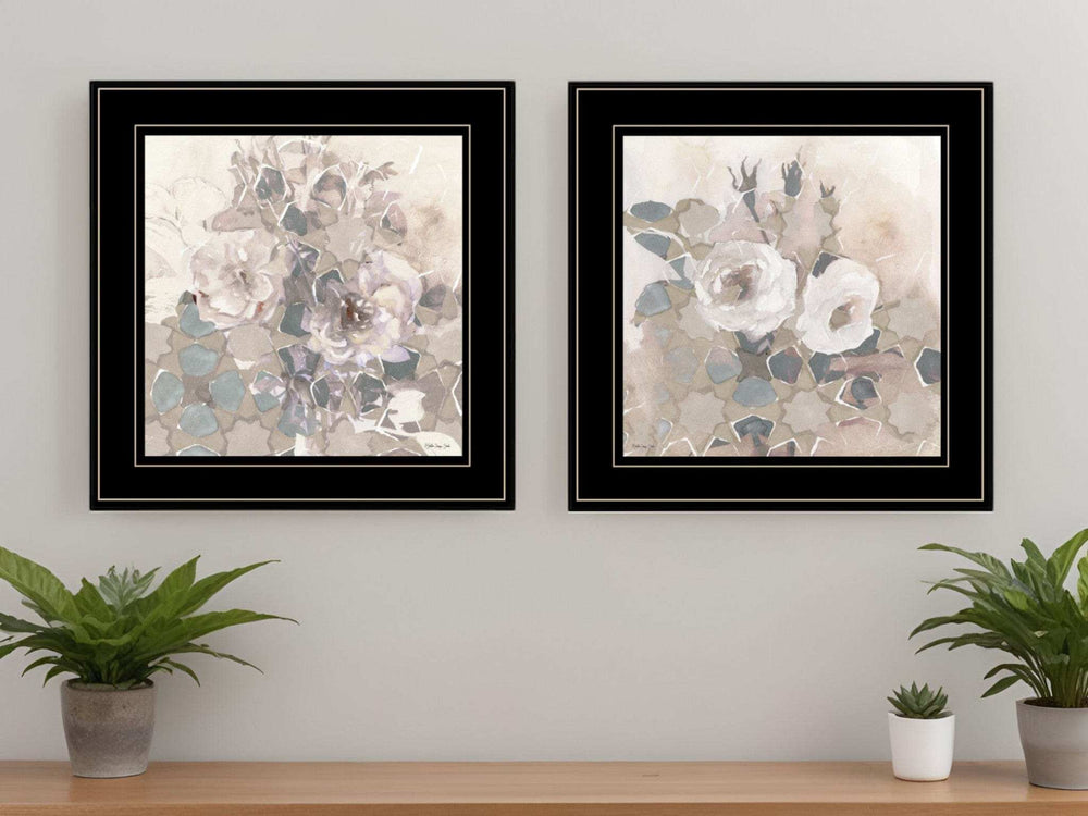 Set Of Two Transitional Blooms 2 Black Framed Print Wall Art - Homeroots - Flyclothing LLC