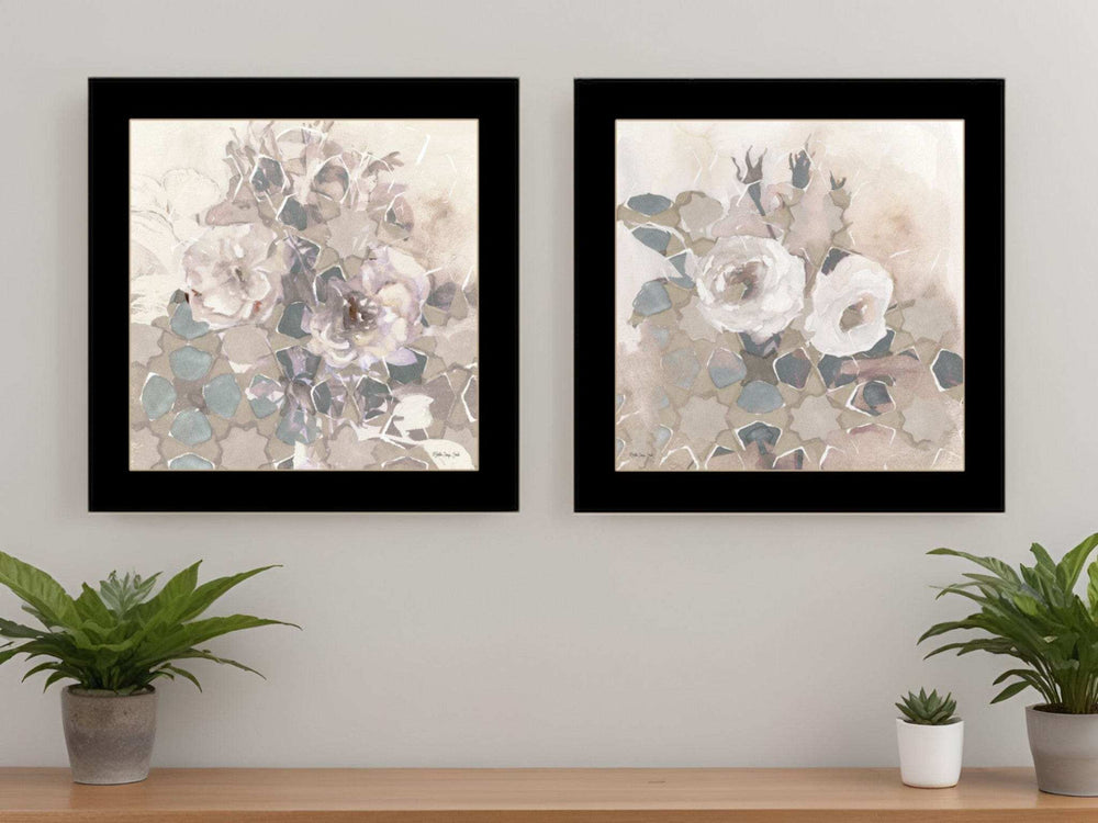 Set Of Two Transitional Blooms 3 Black Framed Print Wall Art - Homeroots - Flyclothing LLC