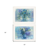 Set Of Two Susies Blue Bouquet 1 White Framed Print Wall Art - Homeroots - Flyclothing LLC