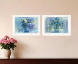 Set Of Two Susies Blue Bouquet 1 White Framed Print Wall Art - Homeroots - Flyclothing LLC