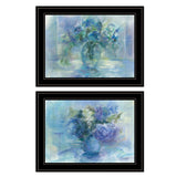 Set Of Two Susies Blue Bouquet 2 Black Framed Print Wall Art - Homeroots - Flyclothing LLC