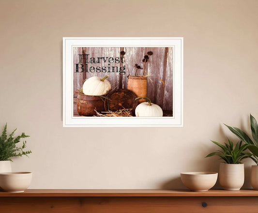 Harvest Blessings 1 White Framed Print Kitchen Wall Art - Homeroots - Flyclothing LLC