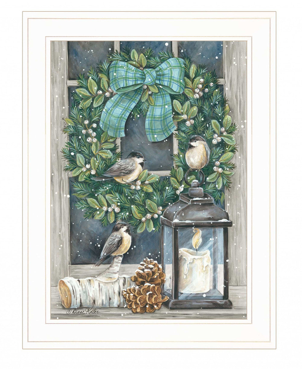 Winter Wreath 1 White Framed Print Wall Art - Homeroots - Flyclothing LLC