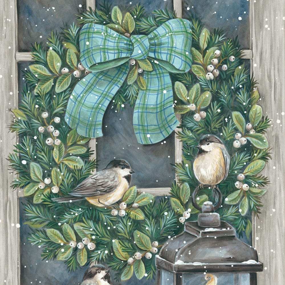 Winter Wreath 1 White Framed Print Wall Art - Homeroots - Flyclothing LLC