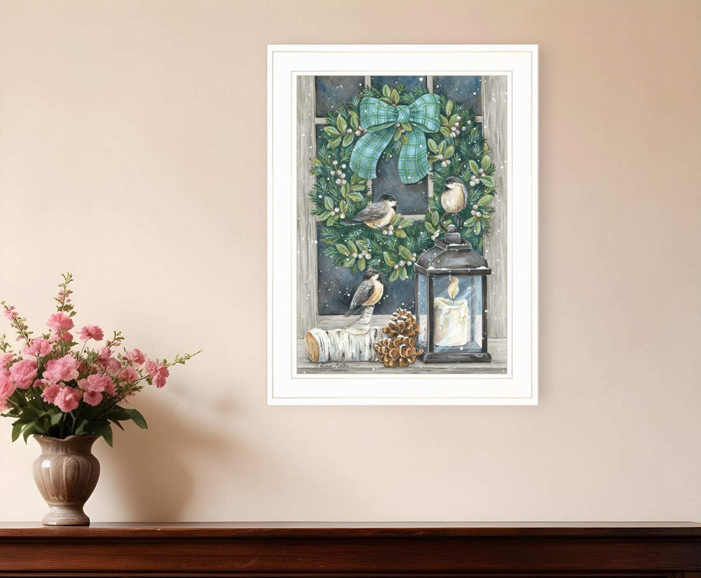 Winter Wreath 1 White Framed Print Wall Art - Homeroots - Flyclothing LLC