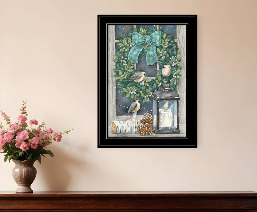 Winter Wreath 2 Black Framed Print Wall Art - Homeroots - Flyclothing LLC