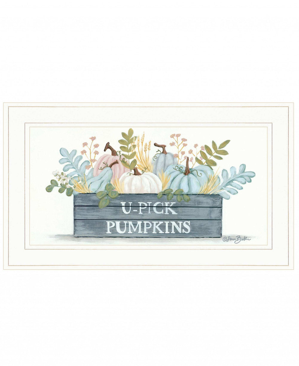 U Pick Pumpkins White Framed Print Wall Art - Homeroots - Flyclothing LLC
