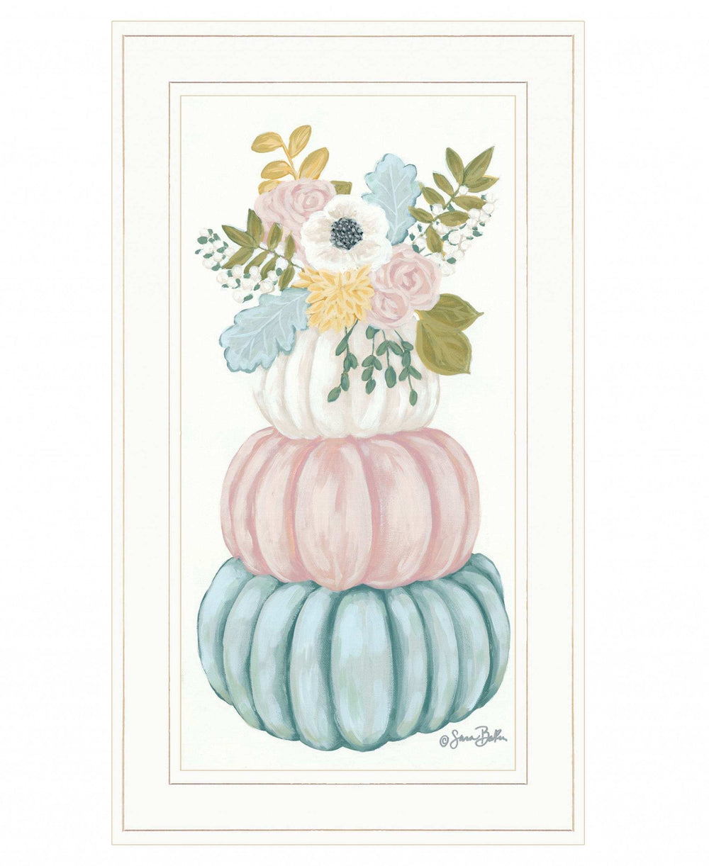 Floral Pumpkins White Framed Print Wall Art - Homeroots - Flyclothing LLC