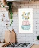 Floral Pumpkins White Framed Print Wall Art - Homeroots - Flyclothing LLC