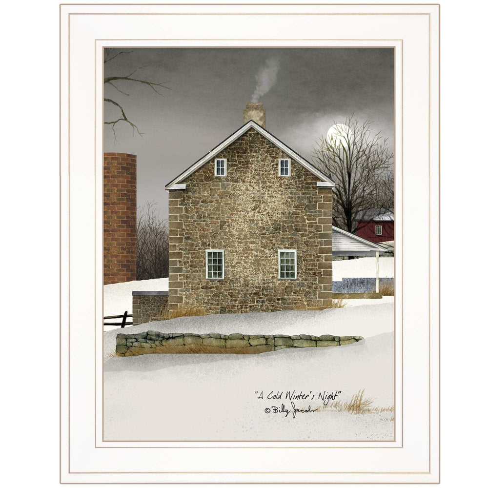 Cold Winters Night 1 White Framed Print Wall Art - Homeroots - Flyclothing LLC