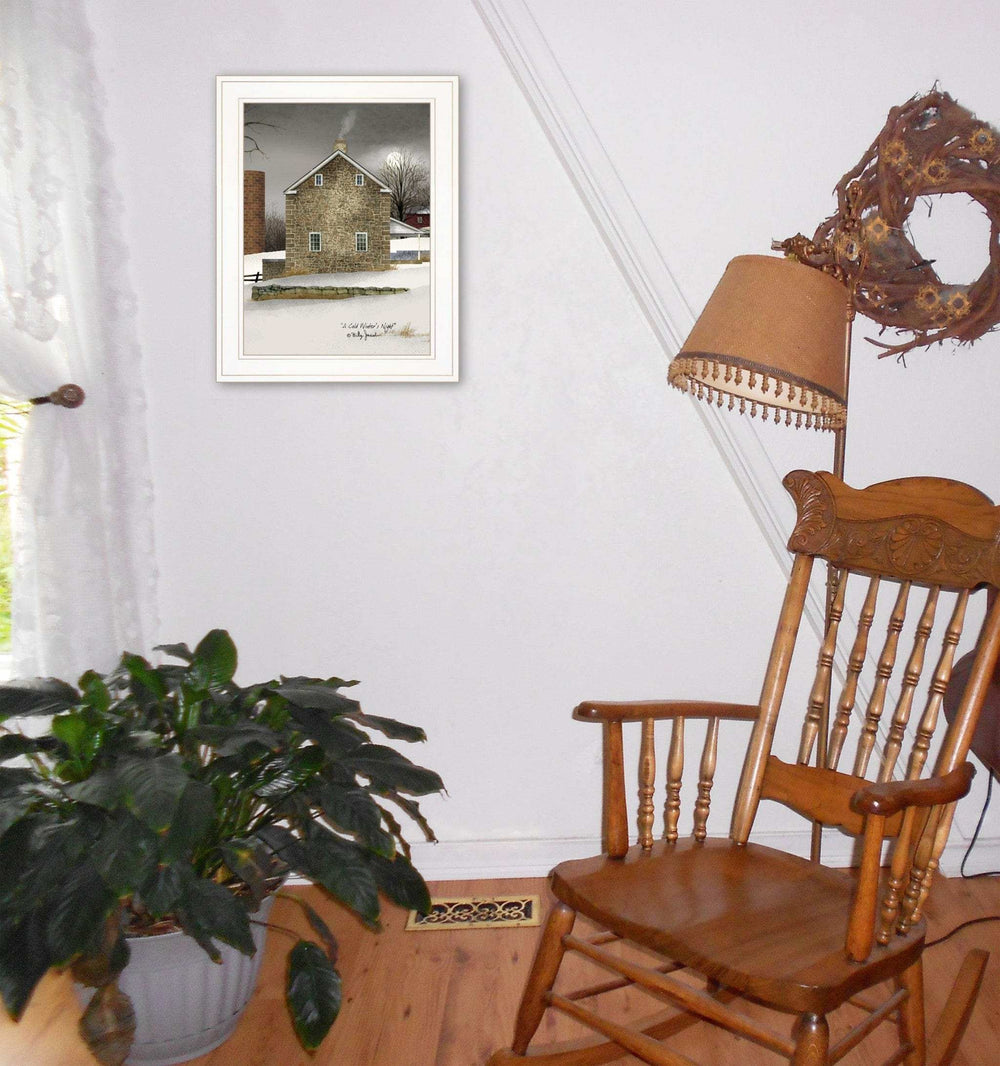 Cold Winters Night 1 White Framed Print Wall Art - Homeroots - Flyclothing LLC