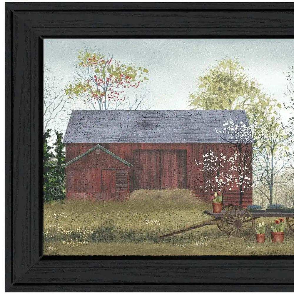 Flower Wagon 3 Black Framed Print Wall Art - Homeroots - Flyclothing LLC