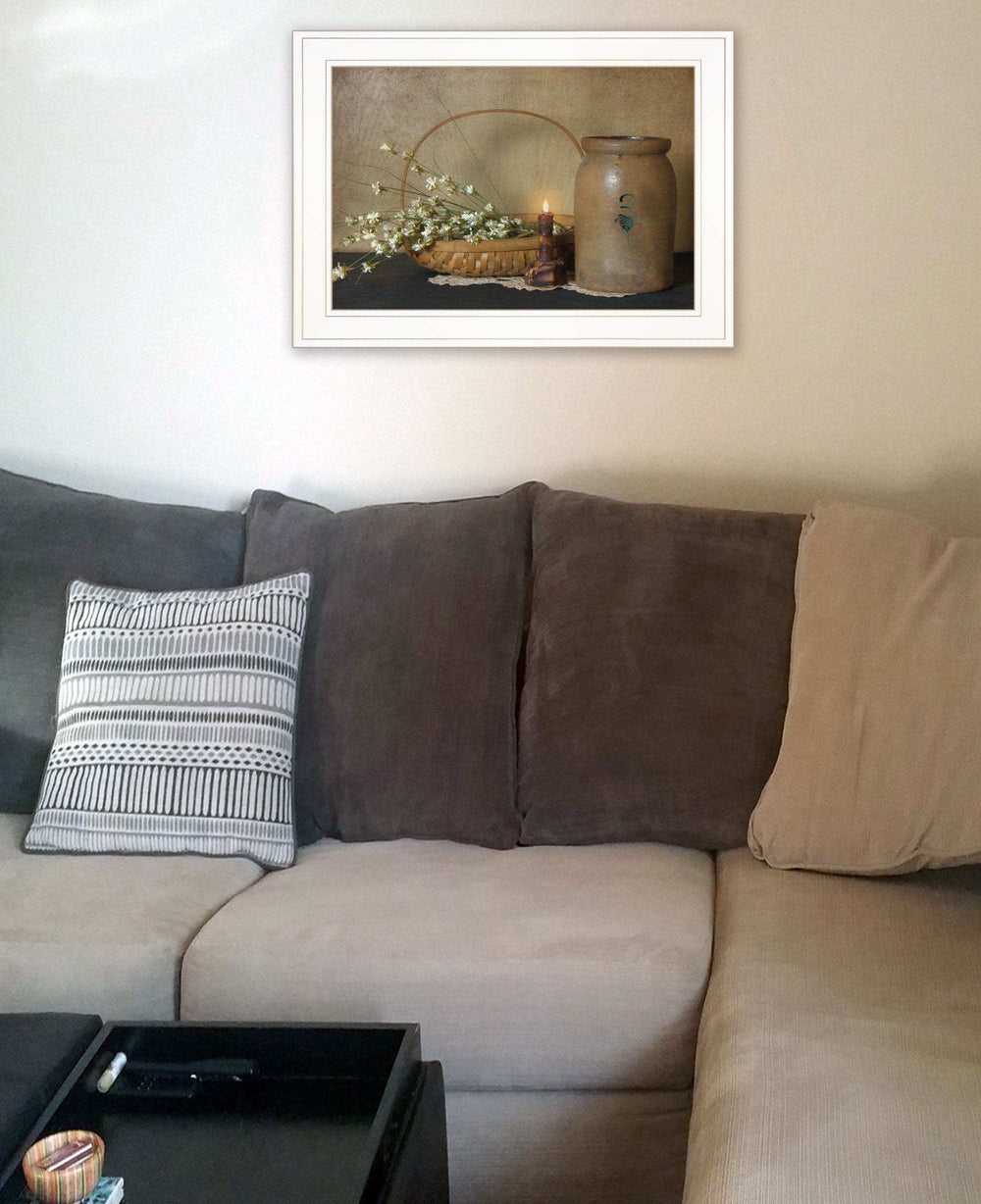 Basket of Flowers 1 White Framed Print Wall Art - Homeroots - Flyclothing LLC