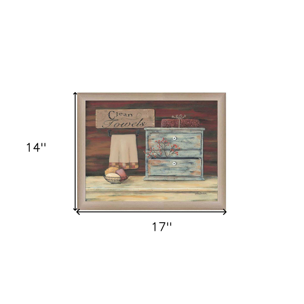 Clean Towels 4 Brown Framed Print Bathroom Wall Art - Homeroots - Flyclothing LLC