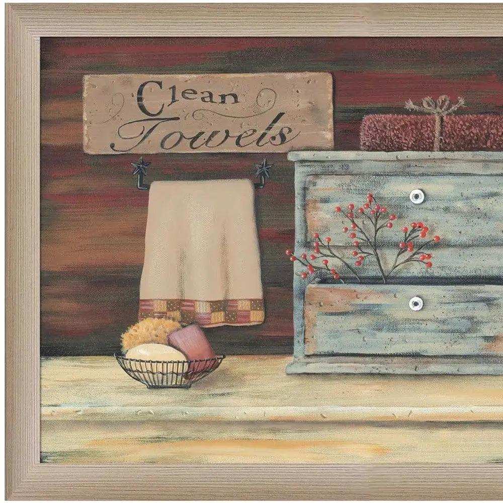 Clean Towels 4 Brown Framed Print Bathroom Wall Art - Homeroots - Flyclothing LLC