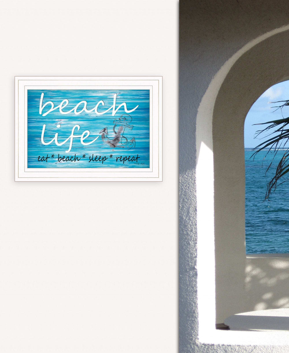 Beach Life 1 White Framed Print Wall Art - Homeroots - Flyclothing LLC
